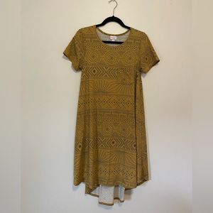 Mustard/ navy high low dress